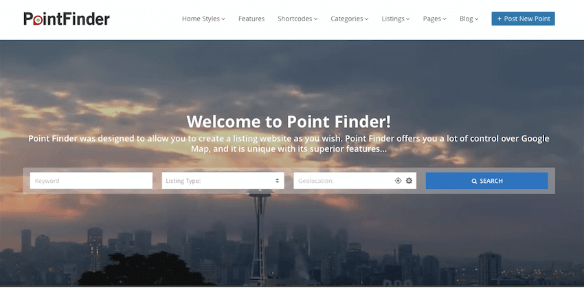 Point Finder WordPress directory website theme